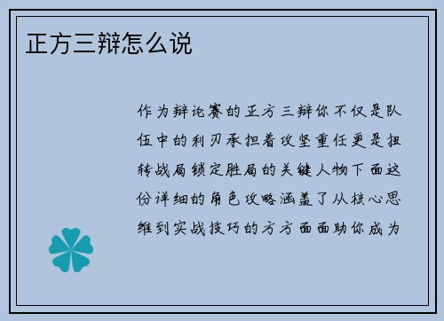 正方三辩怎么说